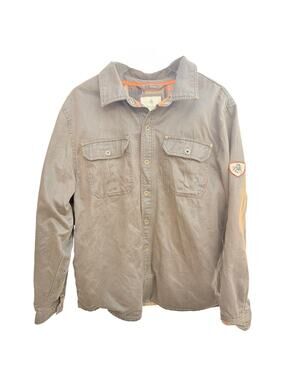 Legendary Whitetails Shirt Jacket Brown Plaid Lined Mens L Workwear Button Up